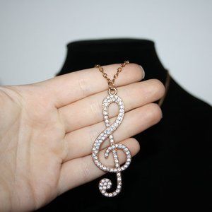 Vintagejelyfish Jewelry - Gold and rhinestone music note necklace Vintagejelyfish Jewelry - Gold and rhinestone music note necklace